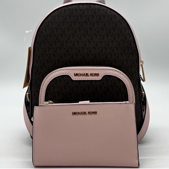 Michael Kors Medium Jaycee Zip Packet Backpack & Double Zip Wallet Wristlet - Picture 2 of 16